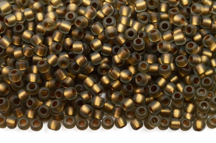 Бисер японский TOHO круглый 11/0 #0999F черный алмаз матовый радужный, золотая линия внутри, 10 грамм Бисер японский TOHO круглый 11/0 #0999F черный алмаз матовый радужный, золотая линия внутри, 10 грамм