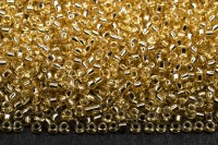 Бисер японский MIYUKI круглый 15/0 #0002 светлое золото, серебряная линия внутри, 10 грамм