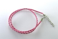 Основа для кулона Шнур плетеный из кожзаменителя с карабином 3мм х 42см, цвет розовый, 34-013, 1шт