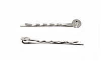 Основа невидимки для волос 50мм, диаметр 8мм, цвет платина, железо, 19-032, 2шт