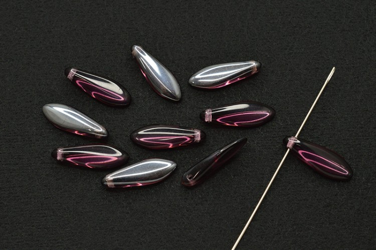 Бусины Dagger beads 16х5мм, отверстие 0,8мм, цвет 20060/27201 Amethyst Vacuum Hematite, 736-147, 10шт Бусины Dagger beads 16х5мм, отверстие 0,8мм, цвет 20060/27201 Amethyst Vacuum Hematite, 736-147, 10шт