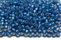 Бисер японский MIYUKI круглый 8/0 #0648 синий джинс, алебастр/серебряная линия внутри, 10 грамм