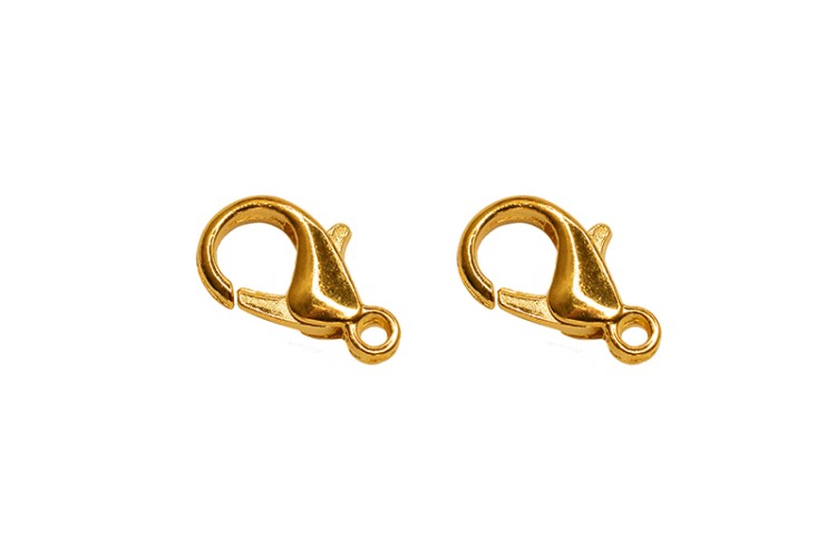 Замок-карабин 16х8мм, отверстие 2мм, цвет золото, сплав металлов, 07-039, 2шт Замок-карабин 16х8мм, отверстие 2мм, цвет золото, сплав металлов, 07-039, 2шт