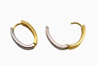 Серьги Конго Овал 20х15х4,5мм, латунь, родий/позолота, 21-430, 1 пара