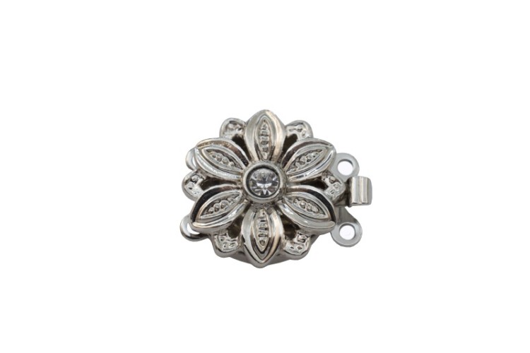 Замок-защелка на 2 нити 14мм Elegant elements, отверстие 1мм, сплав металлов, родий, 06-170, 1шт Замок-защелка на 2 нити 14мм Elegant elements, отверстие 1мм, сплав металлов, родий, 06-170, 1шт