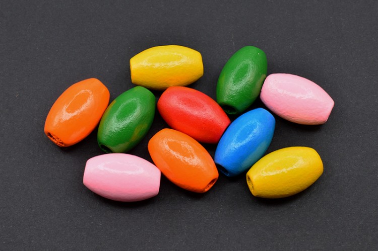 Бусины деревянные овальные 19х12мм, отверстие 4мм, ассорти цветов, 539-011, 10шт Бусины деревянные овальные 19х12мм, отверстие 4мм, ассорти цветов, 539-011, 10шт