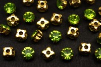 Шатоны Astra 6мм пришивные в оправе, цвет 39 светло-зеленый/золото, стекло/латунь, 62-034, 40шт