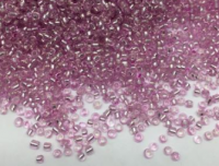 Бисер китайский круглый размер 12/0, цвет 1102 светло-розовый прозрачный, серебряная линия внутри, 450г