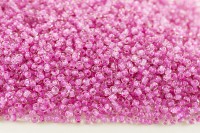 Бисер китайский круглый размер 12/0, цвет 0138 прозрачный, розовая линия внутри, 450г