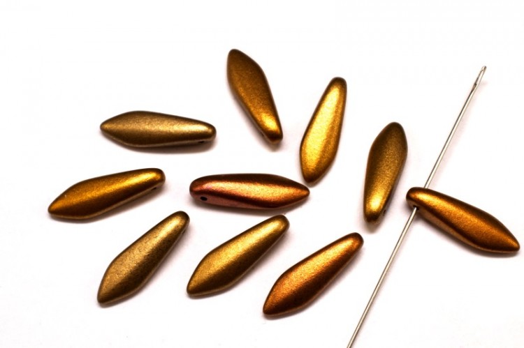 Бусины Dagger beads 16х5мм, отверстие 0,8мм, цвет 01610 золотой ирис, 736-089, 10шт Бусины Dagger beads 16х5мм, отверстие 0,8мм, цвет 01610 золотой ирис, 736-089, 10шт