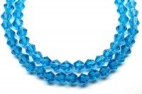 Бусина стеклянная биконус 6х6мм, цвет голубой, прозрачная, 534-009, 10шт
