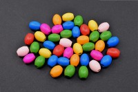 Бусины деревянные овальные 10х8мм, отверстие 3мм, ассорти цветов, 539-003, 10г (около 40шт)