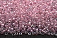Бисер китайский круглый размер 12/0, цвет 2221 прозрачный розовая линия внутри, 85г