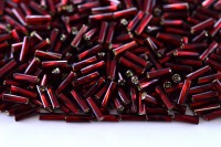 Бисер чешский PRECIOSA стеклярус 97120 7мм витой бордовый, серебряная линия внутри, 50г