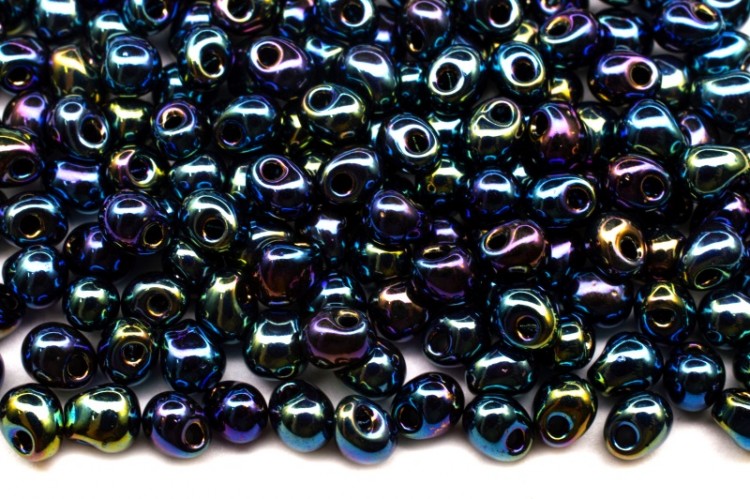 Бисер MIYUKI Drops 3,4мм #0455 сине-зеленый ирис, металлизированный, 10 грамм Бисер MIYUKI Drops 3,4мм #0455 сине-зеленый ирис, металлизированный, 10 грамм