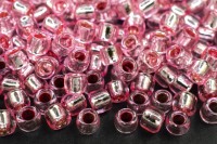 Бисер японский TOHO круглый 6/0 #0038 розовый, серебряная линия внутри, 10 грамм