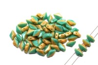 Бусины GemDuo 8х5мм, отверстие 0,8мм, цвет 63132 бирюзовый/бежевый непрозрачный, 709-122, 10г (около 64шт)