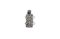 Замок-защелка на 2 нити 12х6мм Elegant elements, отверстие 1мм, сплав металлов, родий, 06-164, 1шт