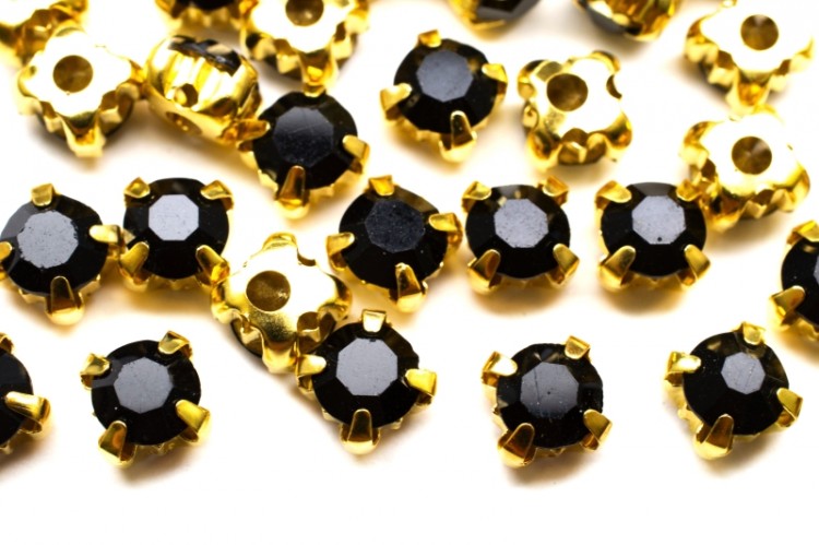 Шатоны Astra 6мм пришивные в оправе, цвет 38 чёрный/золото, стекло/латунь, 62-033, 40шт Шатоны Astra 6мм пришивные в оправе, цвет 38 чёрный/золото, стекло/латунь, 62-033, 40шт