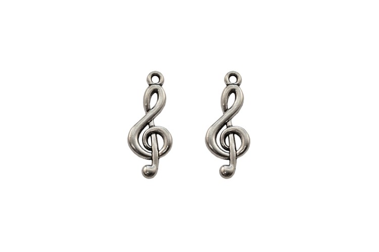 Подвеска Скрипичный ключ 26х10х2мм, отверстие 2мм, цвет античное серебро, сплав металлов, 22-127, 2шт Подвеска Скрипичный ключ 26х10х2мм, отверстие 2мм, цвет античное серебро, сплав металлов, 22-127, 2шт
