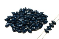 Бусины GemDuo 8х5мм, отверстие 0,8мм, цвет 02010/24618 черный/синий кракле, 709-188, 10г (около 64шт)
