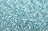 Бисер китайский круглый размер 12/0, цвет 2218М прозрачный голубая линия внутри, 450г