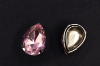 Кристалл Капля 18х13мм пришивной в оправе, цвет pink/платина, 43-207, 2шт
