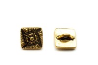 Пуговица TierraCast Чешский квадрат 10мм, отверстие 2,4мм, цвет античное золото, 94-6545-26, 1шт