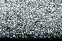 Бисер китайский круглый размер 12/0, цвет 1099 прозрачный, серебряная линия внутри, 450г