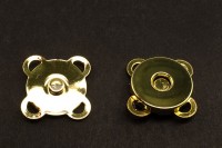 Кнопка магнитная круглая пришивная, диаметр 15мм, толщина 4мм, цвет золото, металл, 1026-009, 1шт