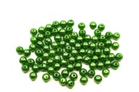Бусины акриловые круглые 6мм, отверстие 1мм, цвет зеленый, имитация жемчуга, 528-009, 10г (около 90шт)