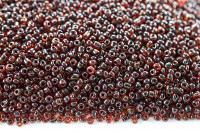 Бисер китайский круглый размер 12/0, цвет 0310 красный, коричневая линия внутри, 450г