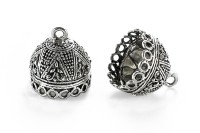 Концевик 21х21мм, внутренний диаметр 18мм, отверстие 3мм, цвет античное серебро, сплав металлов, 01-115, 2шт