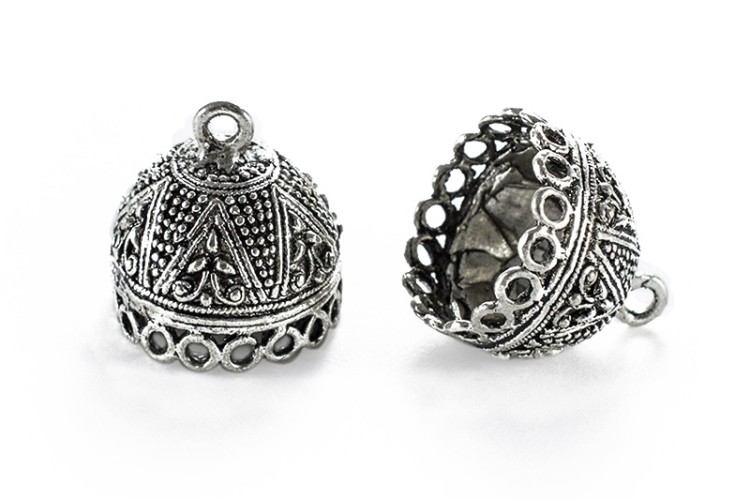 Концевик 21х21мм, внутренний диаметр 18мм, отверстие 3мм, цвет античное серебро, сплав металлов, 01-115, 2шт Концевик 21х21мм, внутренний диаметр 18мм, отверстие 3мм, цвет античное серебро, сплав металлов, 01-115, 2шт