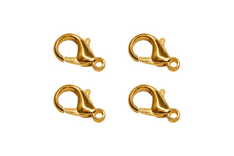 Замок-карабин 14х8мм, отверстие 1,5мм, цвет золото, сплав металлов, 07-034, 4шт Замок-карабин 14х8мм, отверстие 1,5мм, цвет золото, сплав металлов, 07-034, 4шт