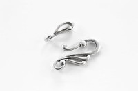 ОПТ Замок крючок 26х12х2,5мм, отверстие 2,5мм, петелька 17х6х6мм, отверстие 3мм, цвет античное серебро, сплав металлов, опт-09-002, 40шт