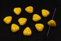 Бусина Сердечко 12х11х5мм, цвет желтый, стеклянная, 735-200, 10шт