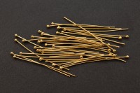 Штифты для бижутерии с шариком 40х0,7мм, цвет золото, хирургическая сталь, 30-006, 5г (около 35шт)