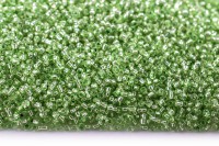 Бисер китайский круглый размер 12/0, цвет 1097 светло-зеленый, прозрачный, серебряная линия внутри, 450г