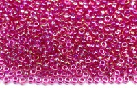 Бисер японский MIYUKI круглый 11/0 #0355 хрусталь/яркий розовый, радужный, окрашенный изнутри, 10 грамм