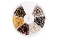 Набор замков-карабинов 12х6мм, отверстие 1,5мм, цвет серебро, платина, золото, медь, бронза, черный, сплав металлов, 07-015, 1уп (около 120шт)