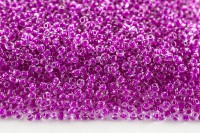 Бисер китайский круглый размер 12/0, цвет 0140 прозрачный малиновая линия внутри, 450г