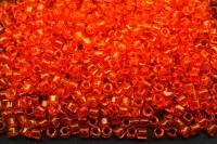 Бисер чешский Matubo цилиндр 10/0 90030 красно-оранжевый прозрачный, 5 грамм