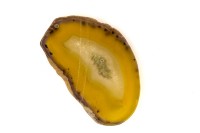 Срез Агата природного, оттенок желтый, 73х45х6мм, отверстие 2мм, 37-087, 1шт