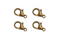 Замок-карабин 14х8мм, отверстие 1,5мм, цвет античная бронза, сплав металлов, 07-005, 4шт