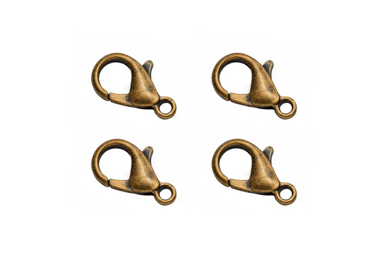 Замок-карабин 14х8мм, отверстие 1,5мм, цвет античная бронза, сплав металлов, 07-005, 4шт Замок-карабин 14х8мм, отверстие 1,5мм, цвет античная бронза, сплав металлов, 07-005, 4шт