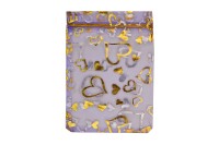 Сумочка из органзы подарочная 13х18см, цвет сиреневый с рисунком, 36-011, 1шт