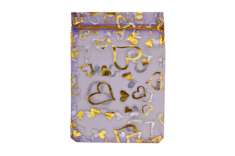 Сумочка из органзы подарочная 13х18см, цвет сиреневый с рисунком, 36-011, 1шт Сумочка из органзы подарочная 13х18см, цвет сиреневый с рисунком, 36-011, 1шт