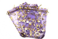 Сумочка из органзы подарочная 13х18см, цвет сиреневый с рисунком, 36-011, 1шт