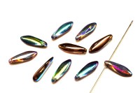 Бусины Dagger beads 16х5мм, отверстие 0,8мм, цвет 00030/98533 Crystal/Copper Rainbow, 736-086, 10шт